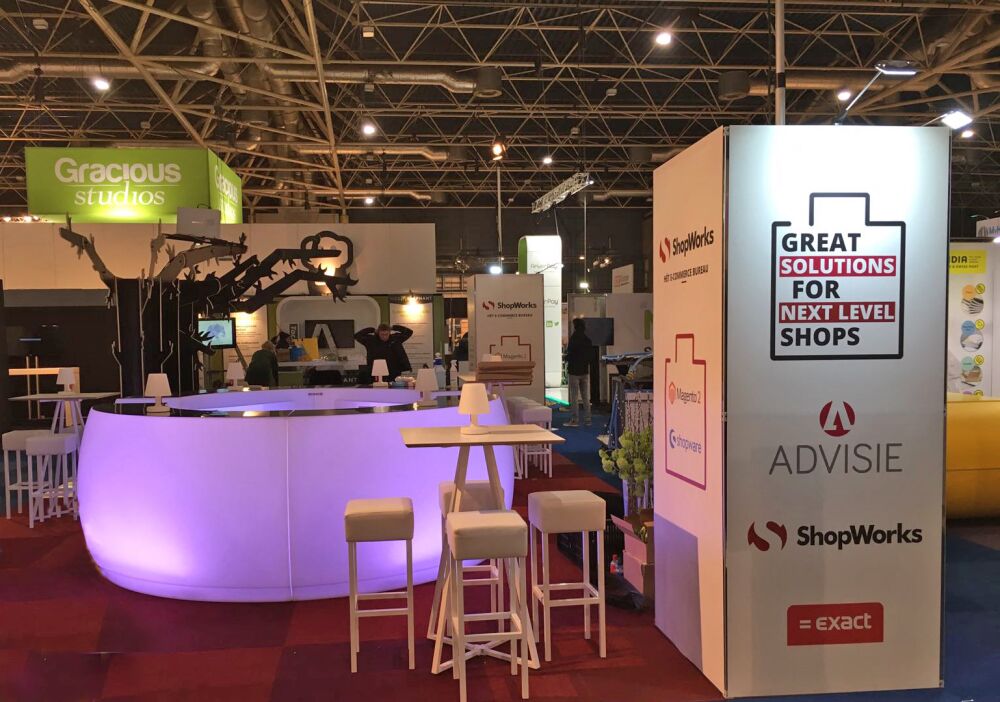 Een sfeerimpressie van Advisie, Shopworks en Exact op de Webwinkel Vakdagen 2017