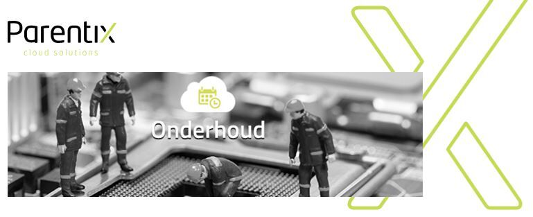 Banner met het logo van Parentix en de tekst 'Onderhoud' in beeld